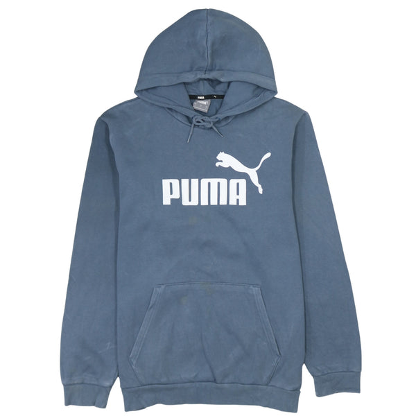 Vintage 90's Puma Blue Spellout Pullover Hoodie, Men's Large