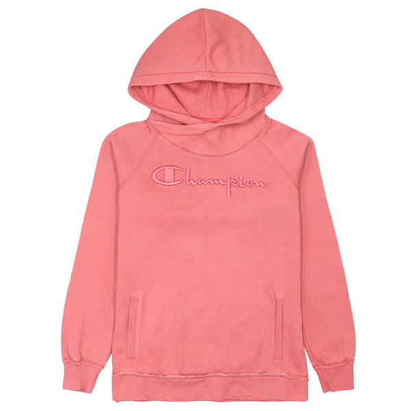 Champion 90's Vintage Pink Spellout Pullover Hoodie Small Cotton