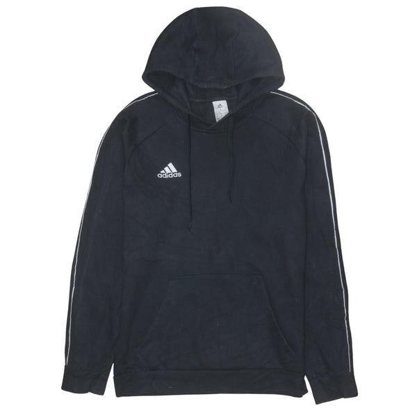 Adidas Vintage 90's Black Pullover Hoodie with Drawstring Pockets - Men's Medium