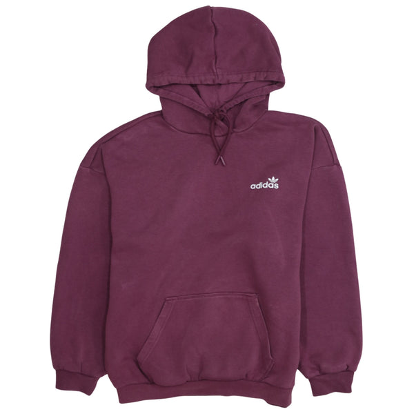 Adidas 90's Drawstring Pockets Pullover Hoodie Medium  Burgundy Red