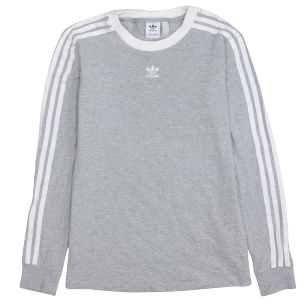 Adidas 90's Striped Sleeve Crew Neck Sweatshirt Small Grey