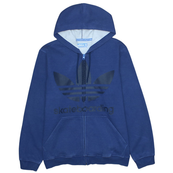 Adidas Vintage 90's Spellout Full Zip Up Hoodie Large Navy Blue