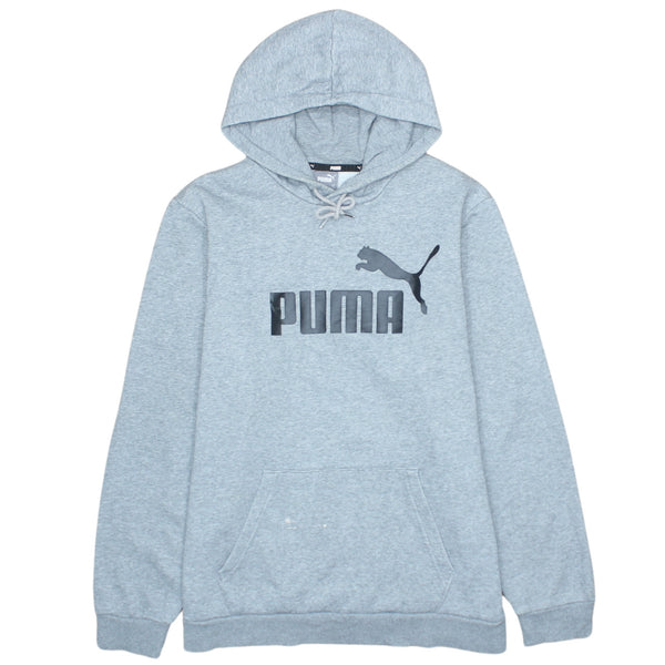 Vintage 90's Puma Grey Spellout Pullover Hoodie Men's Large