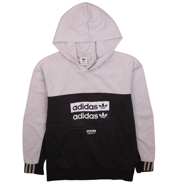 Adidas 90's Vintage Spellout Hoodie Black/Grey Pullover Large