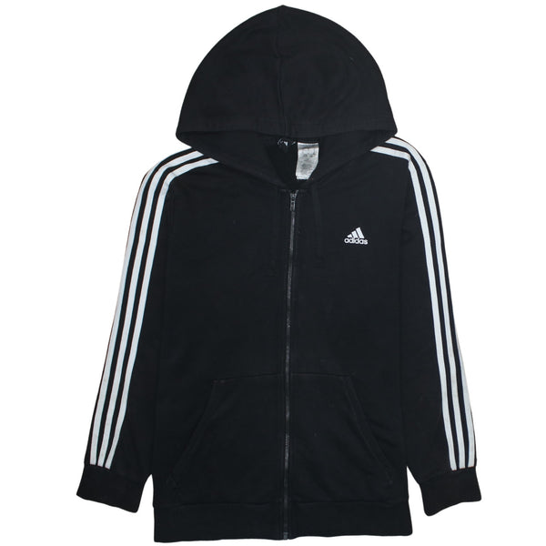 Adidas 90's Striped Sleeve Full Zip Up Hoodie XLarge Black