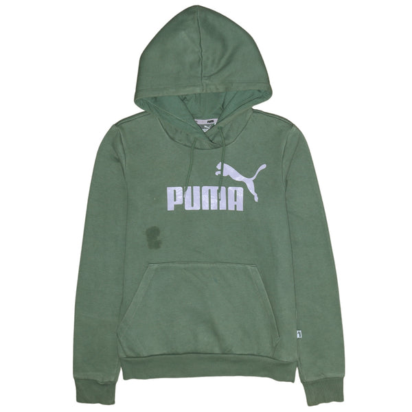 Puma 90's Vintage Green Hoodie Spellout Pullover Women's Small