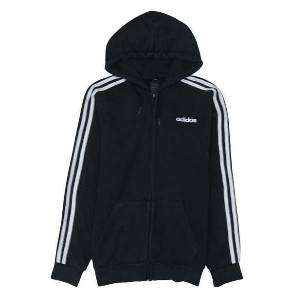 Adidas 90's Striped Sleeve Full Zip Up Hoodie Small Black