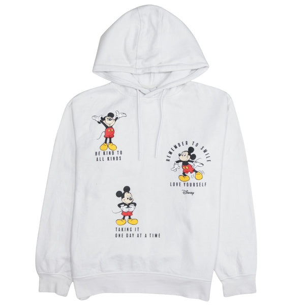 Disney 90's Mickey Mouse Pullover Hoodie Medium White