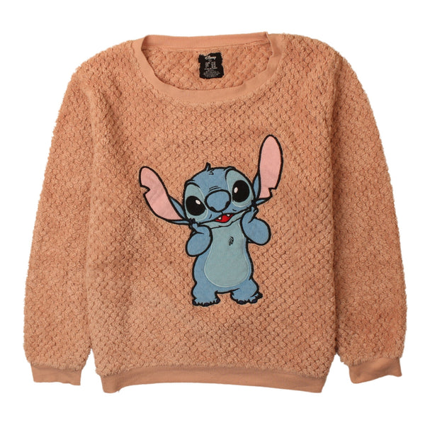 Vintage 90's Disney Lilo & Stitch Pink Crew Neck Fleece Jumper L