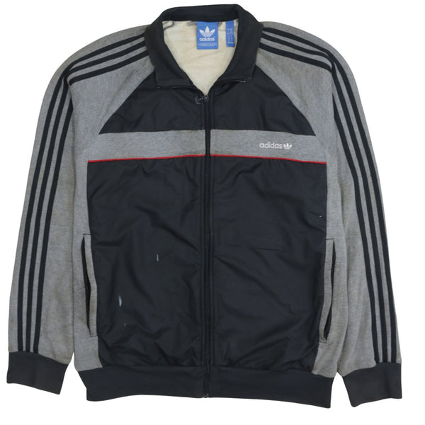 Adidas 90's Striped Sleeve Full Zip Up Sweatshirt XLarge Black