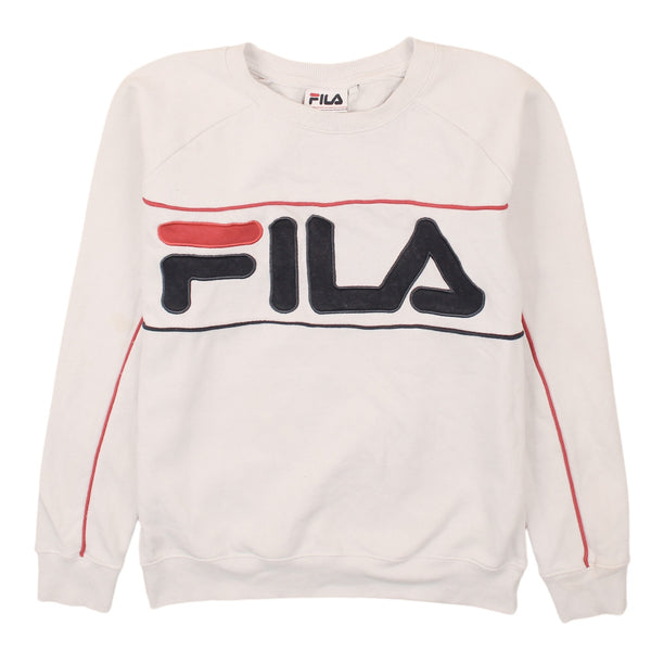 Fila 90's Vintage White Spellout Crew Neck Sweatshirt XS Men's