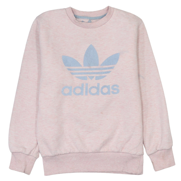 Adidas Women's 90s Pink Spellout Crew Neck Sweatshirt Small Cotton