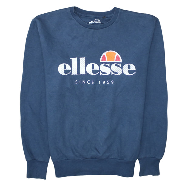 Ellesse 90's Spellout Crew Neck Sweatshirt Medium Navy Blue
