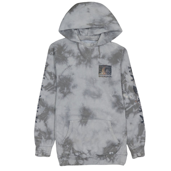 QuikSilver 90's Drawstring Pockets Pullover Hoodie Medium Grey