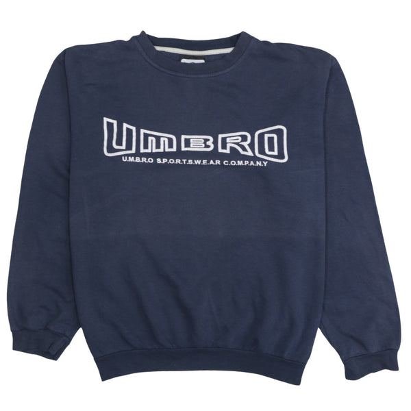 Umbro 90's Spellout Crew Neck Sweatshirt Medium Navy Blue