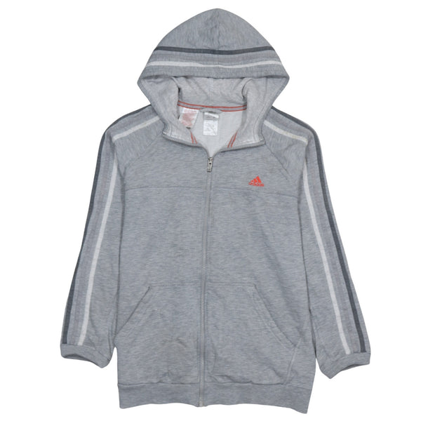 Adidas 90's Striped Sleeve Full Zip Up Hoodie XLarge Grey