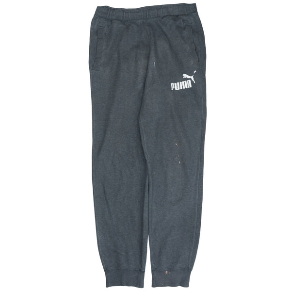 Puma Men's Small 90s Grey Joggers Sweatpants Elastic Waist Drawstring