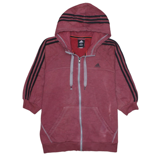 Adidas 90's Striped Sleeve Full Zip Up Hoodie Large Red