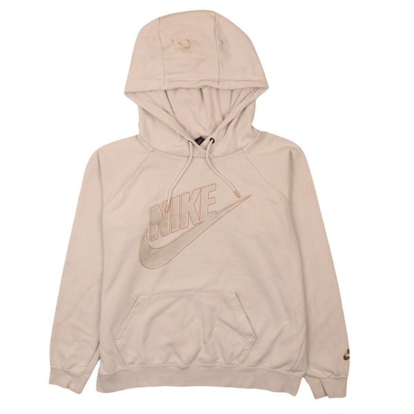 Nike 90's Beige Cream Center Swoosh Pullover Hoodie Medium