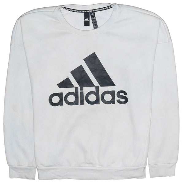 Adidas Vintage 90's White Spellout Crew Neck Sweatshirt Large