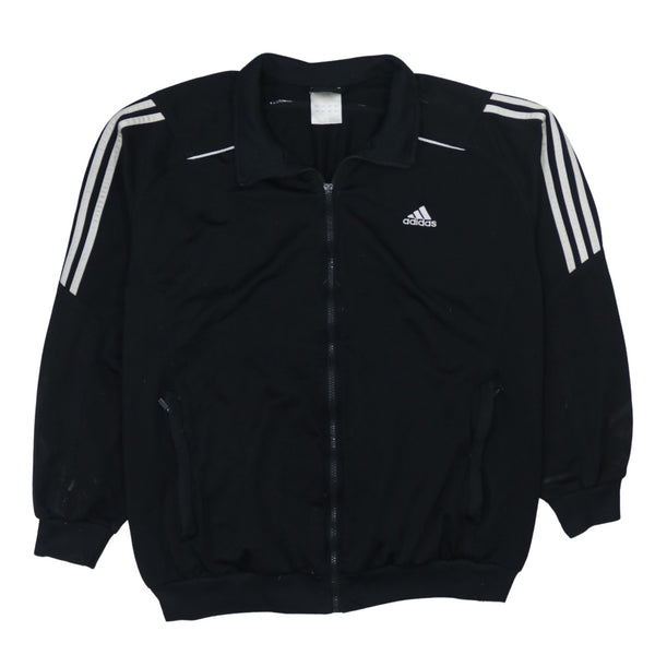 Adidas 90s Vintage Black Striped Sleeve Zip Up Sweatshirt XXLarge
