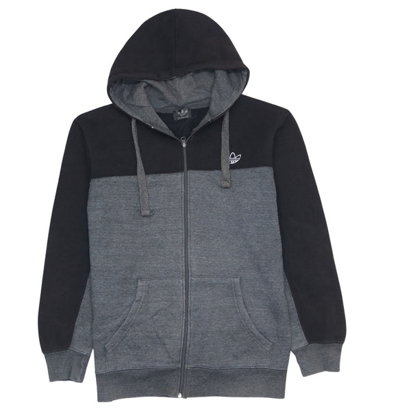 Adidas Vintage 90's XLarge Grey Full Zip Hoodie with Drawstring Pockets