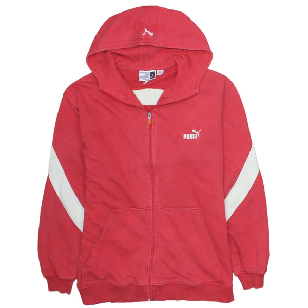 Puma 90's Red Full Zip Up Hoodie with Drawstring Pockets - Men's Large