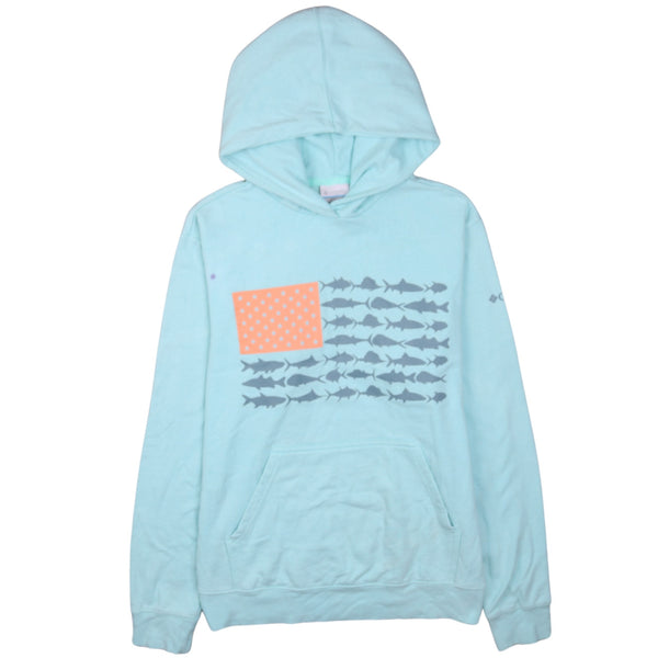 Columbia 90's Drawstring Pockets Pullover Hoodie XSmall Blue