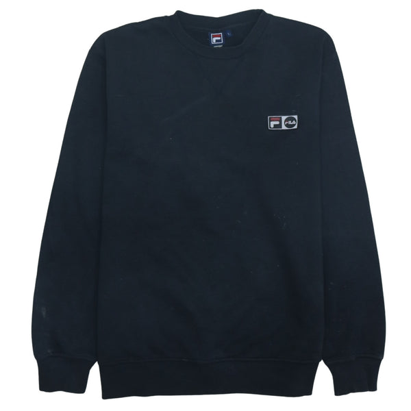 Vintage Fila 90's Heavyweight Crew Neck Sweatshirt Large Black Cotton