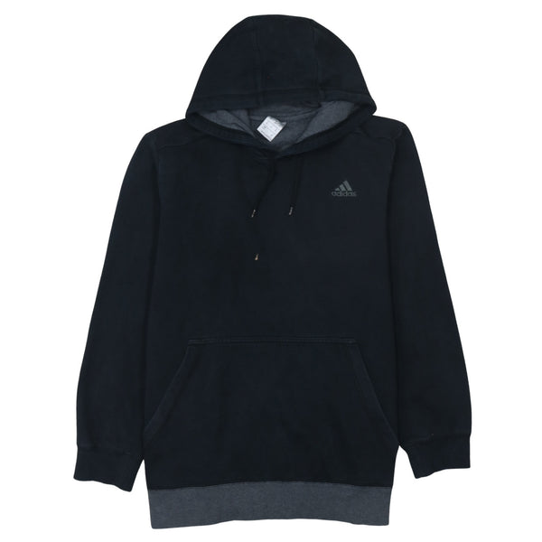 Adidas 90's Drawstring Pockets Pullover Hoodie XLarge Black