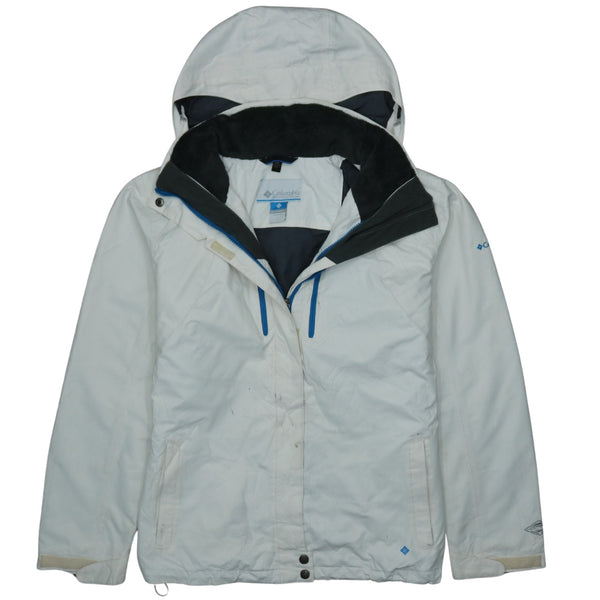 Columbia 90's Hooded Full Zip Up Windbreaker Large White