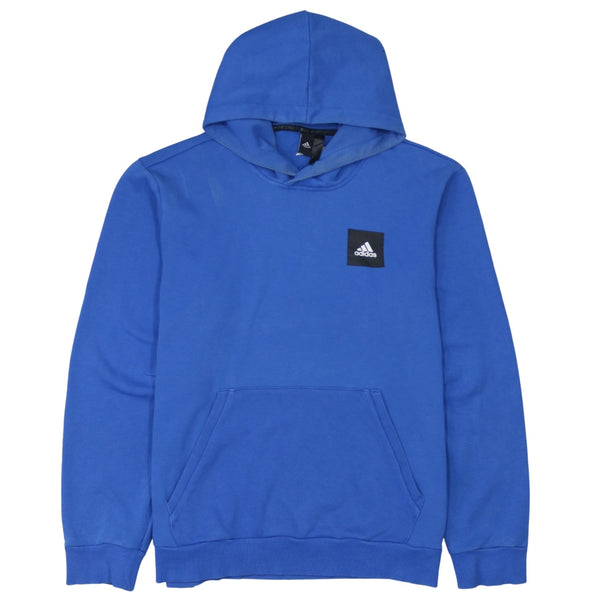 Adidas 90's Drawstring Pockets Pullover Hoodie Large Blue