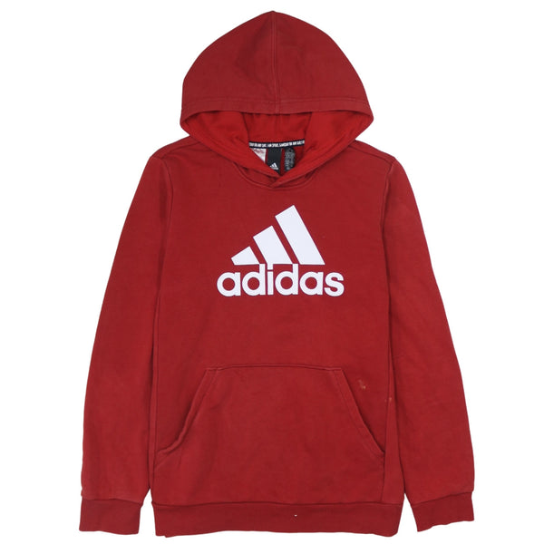 Adidas Vintage 90's Spellout Pullover Hoodie Large Red Cotton