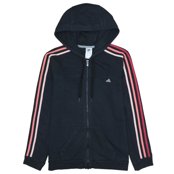 Adidas 90's Striped Sleeve Full Zip Up Hoodie Small Black