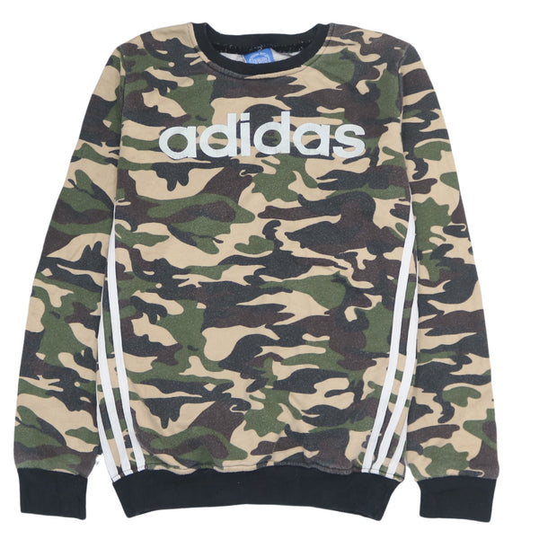 Adidas Vintage 90's Khaki Green Spellout Crew Neck Sweatshirt Medium