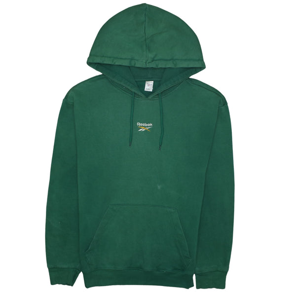 Reebok 90's Drawstring Pockets Pullover Hoodie Small Green