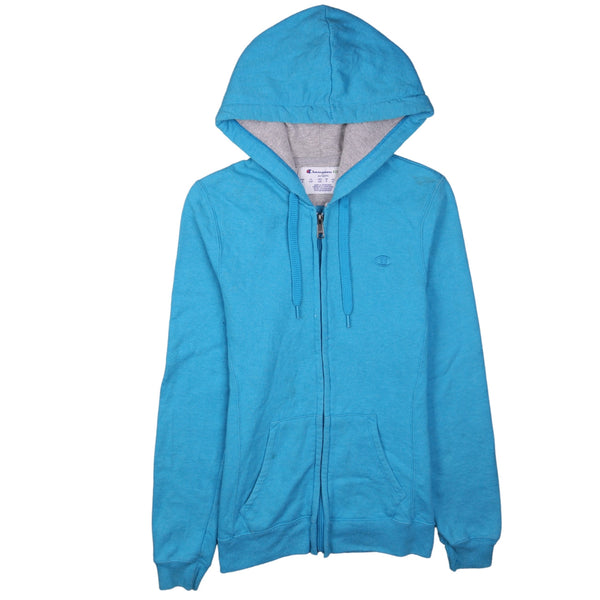 Champion Small Women's 90's Full Zip Up Hoodie Blue with Drawstring Pockets