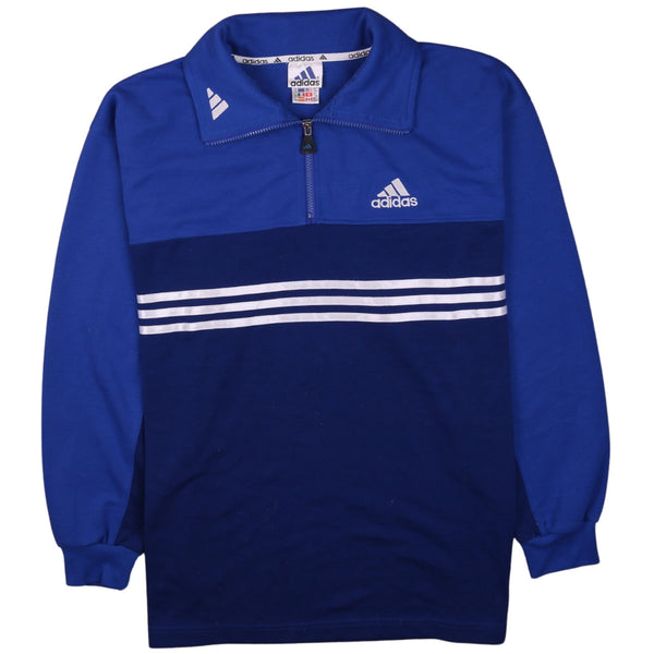 Adidas Vintage 90's Blue Striped 2XL Women's Quarter Zip Sweatshirt