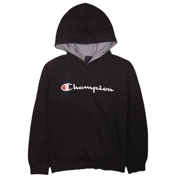Champion Women's Large 90s Black Spellout Hoodie Pullover Vintage