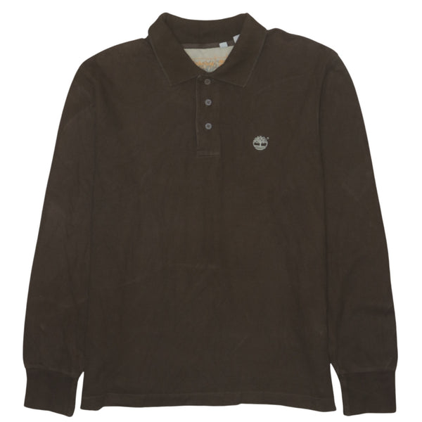Timberland 90's Long Sleeve Quarter Button Polo Shirt Large  Blue