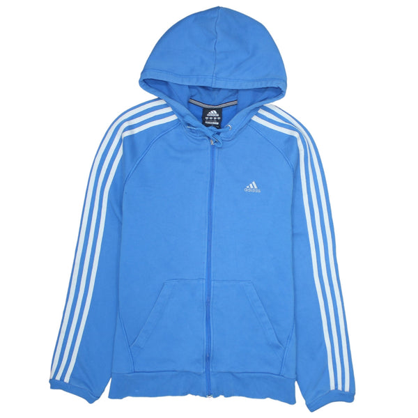 Adidas 90's Striped Sleeve Full Zip Up Hoodie Medium Blue