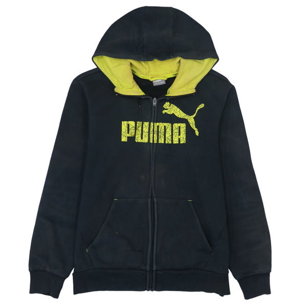 Puma 90's Black Medium Hoodie Spellout Full Zip Retro Vintage Style