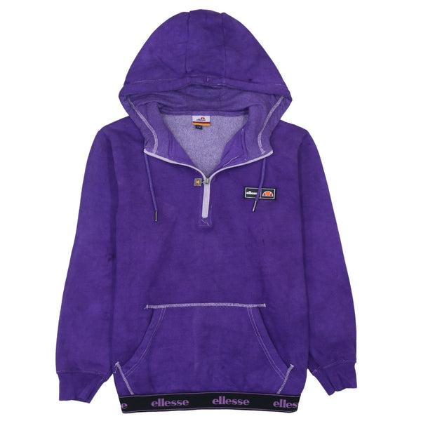 Ellesse 90's Drawstring Pockets Quarter Zip Hoodie Medium Purple