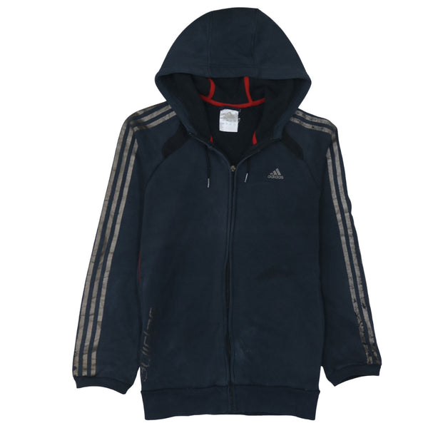 Adidas 90's Striped Sleeve Full Zip Up Hoodie Small Black