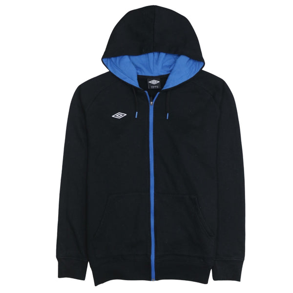 Umbro 90's Drawstring Pockets Full Zip Up Hoodie Medium Black