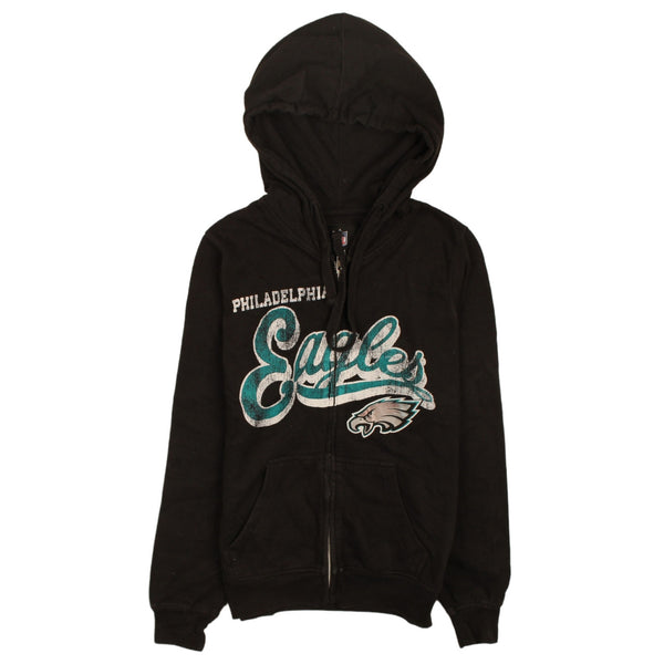 NFL Vintage 90's Eagles Full Zip Hoodie Medium Black Retro Apparel