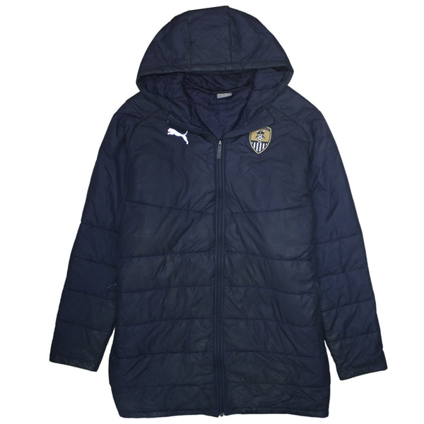 Puma 90's Hooded Full Zip Up Windbreaker Large Navy Blue