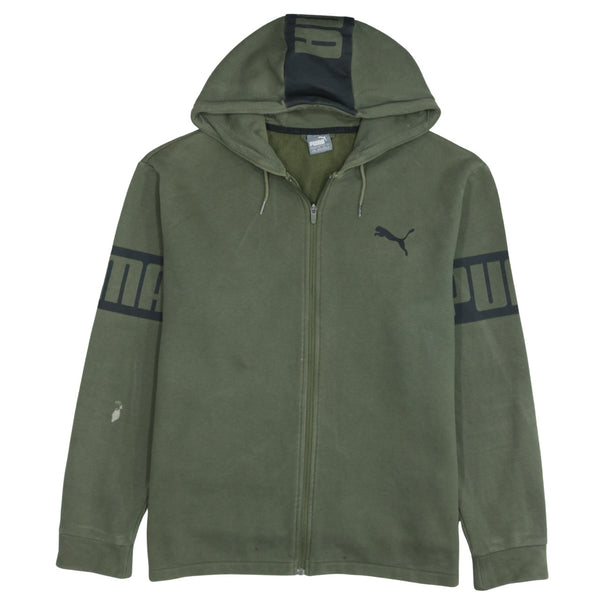 Puma 90's Vintage Sportswear Green Zip Up Hoodie Large
