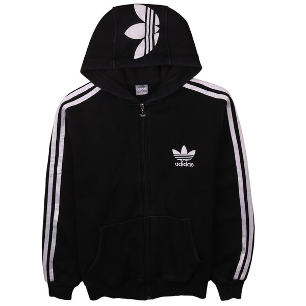 Adidas Vintage 90's Striped Sleeve Full Zip Hoodie Men’s Small Black