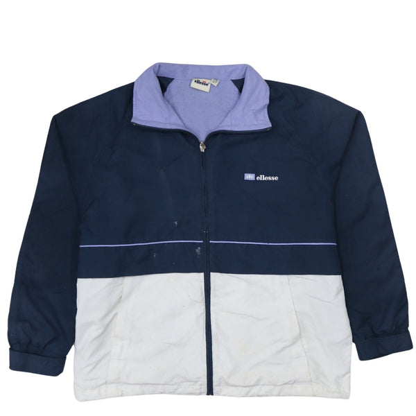 Ellesse Vintage 90's Navy Blue Zip Sweatshirt Medium Cotton Top